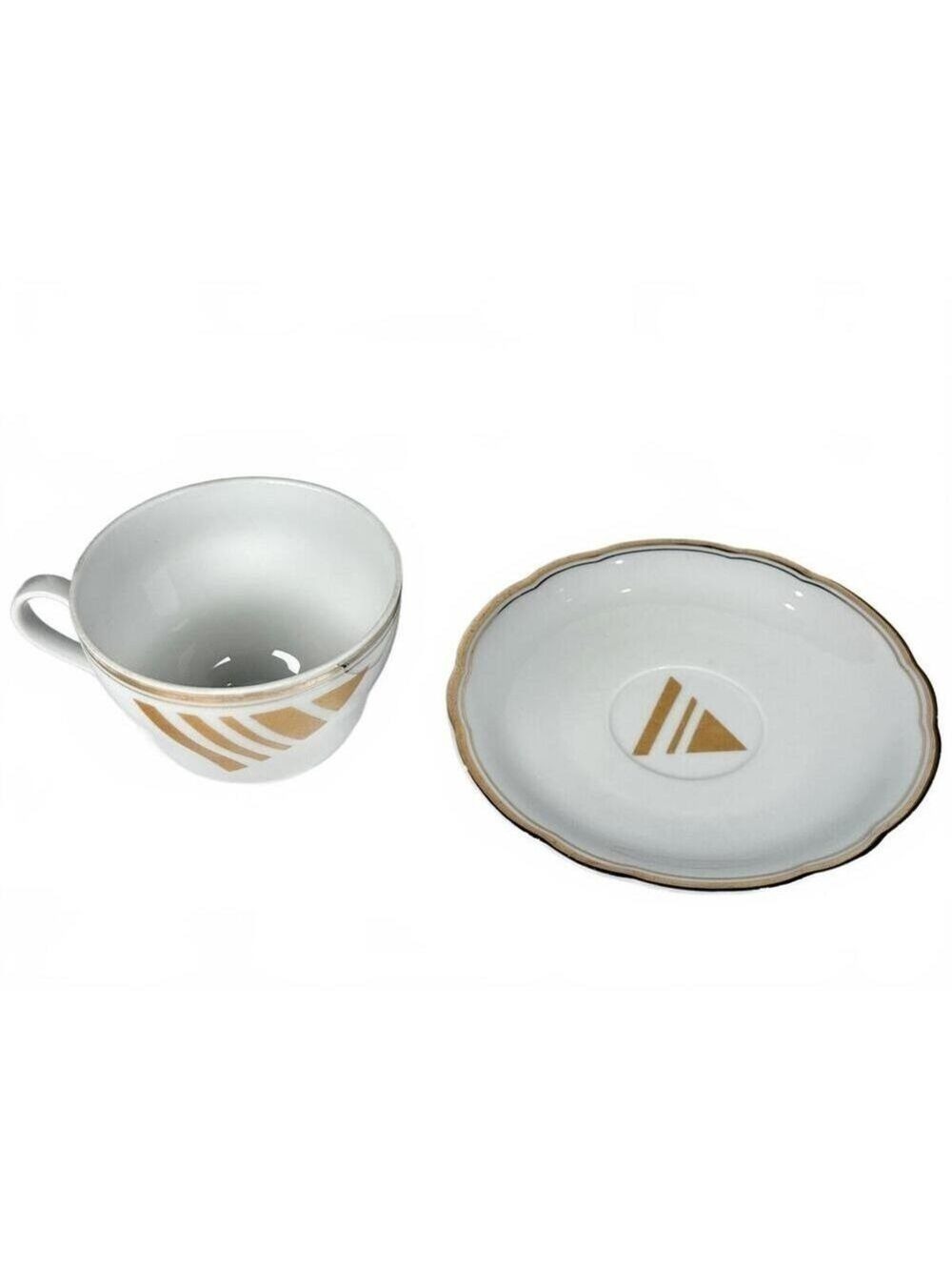 Set of 2 Vintage Kahla GDR Geometric Porcelain Tea Cups and Saucers East Germany - Picture 10 of 14